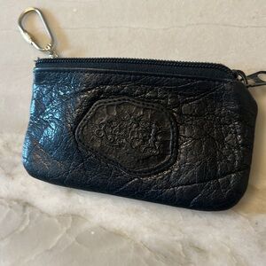 Carlos Falchi Leather Change Purse Keychain